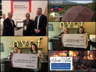 Roofing award wildfire donation