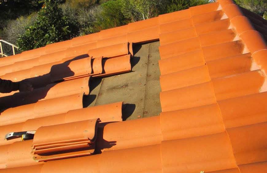 Gray concrete tile roof on Novato home in Marin County, CA