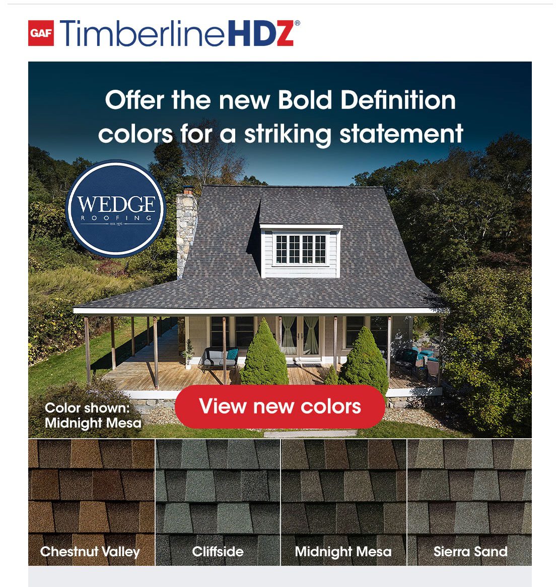 GAF Timberline HDZ Shingles in Bold Colors