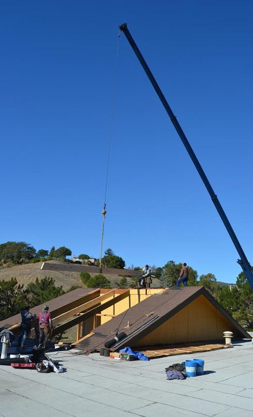 Roof truss replacement on residence in Marin County