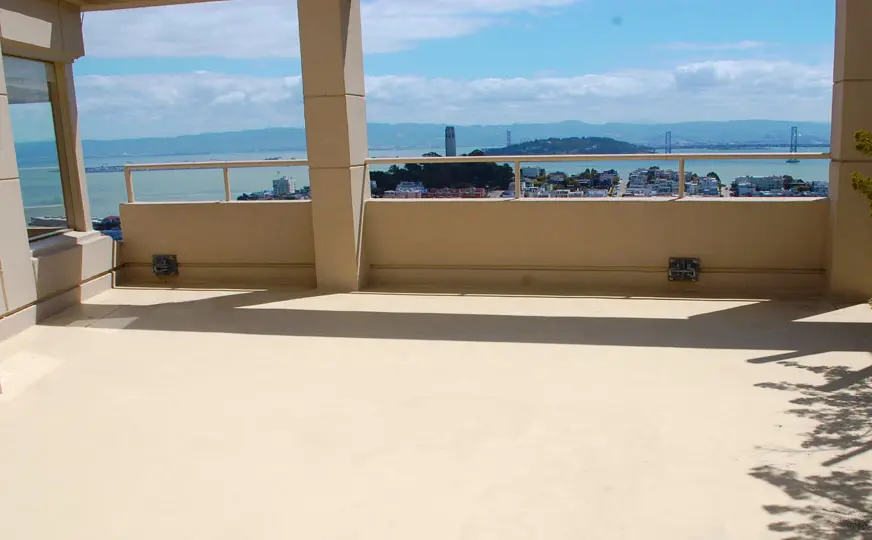 Roof deck with view of San Francisco Bay